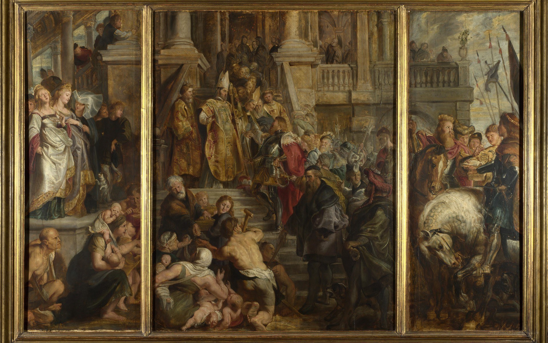 Triptych of religious scenes