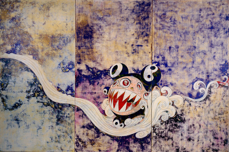 Triptych with cartoon monster