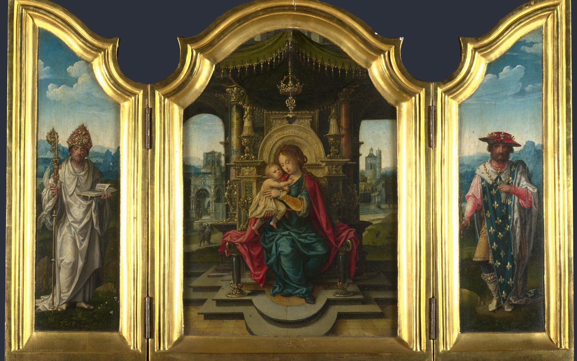 Triptych with Madonna and saints