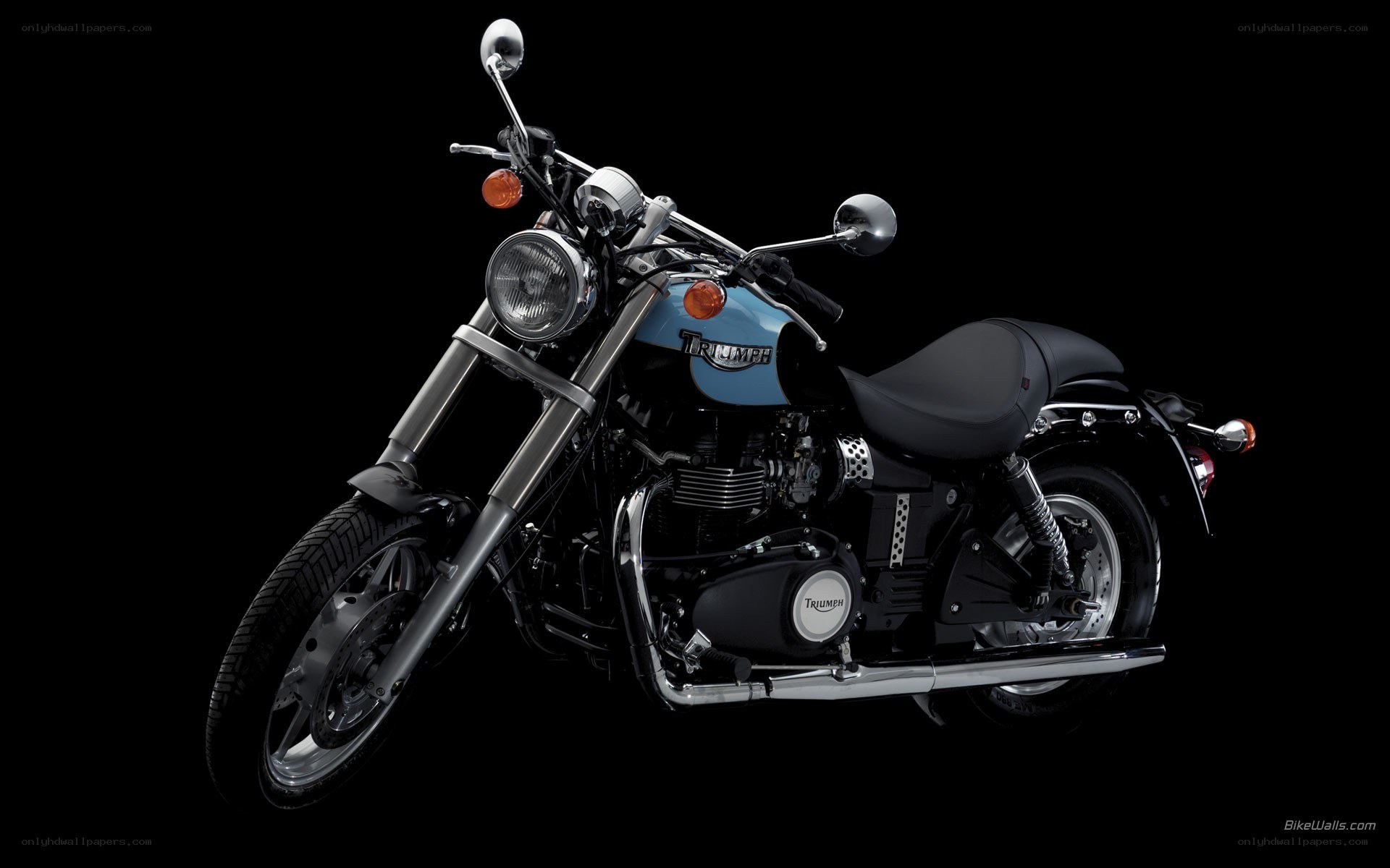 Triumph motorcycle on black