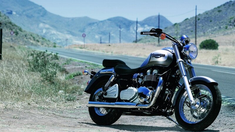 Triumph motorcycle on roadside