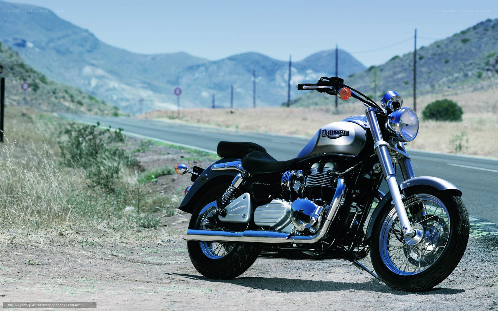 Triumph motorcycle on roadside