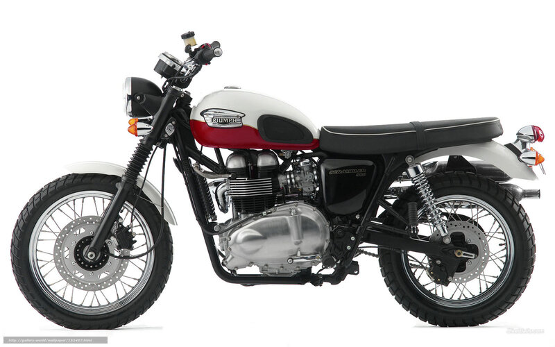 Triumph Scrambler Motorcycle — White, Neutral, Photograph, Seat