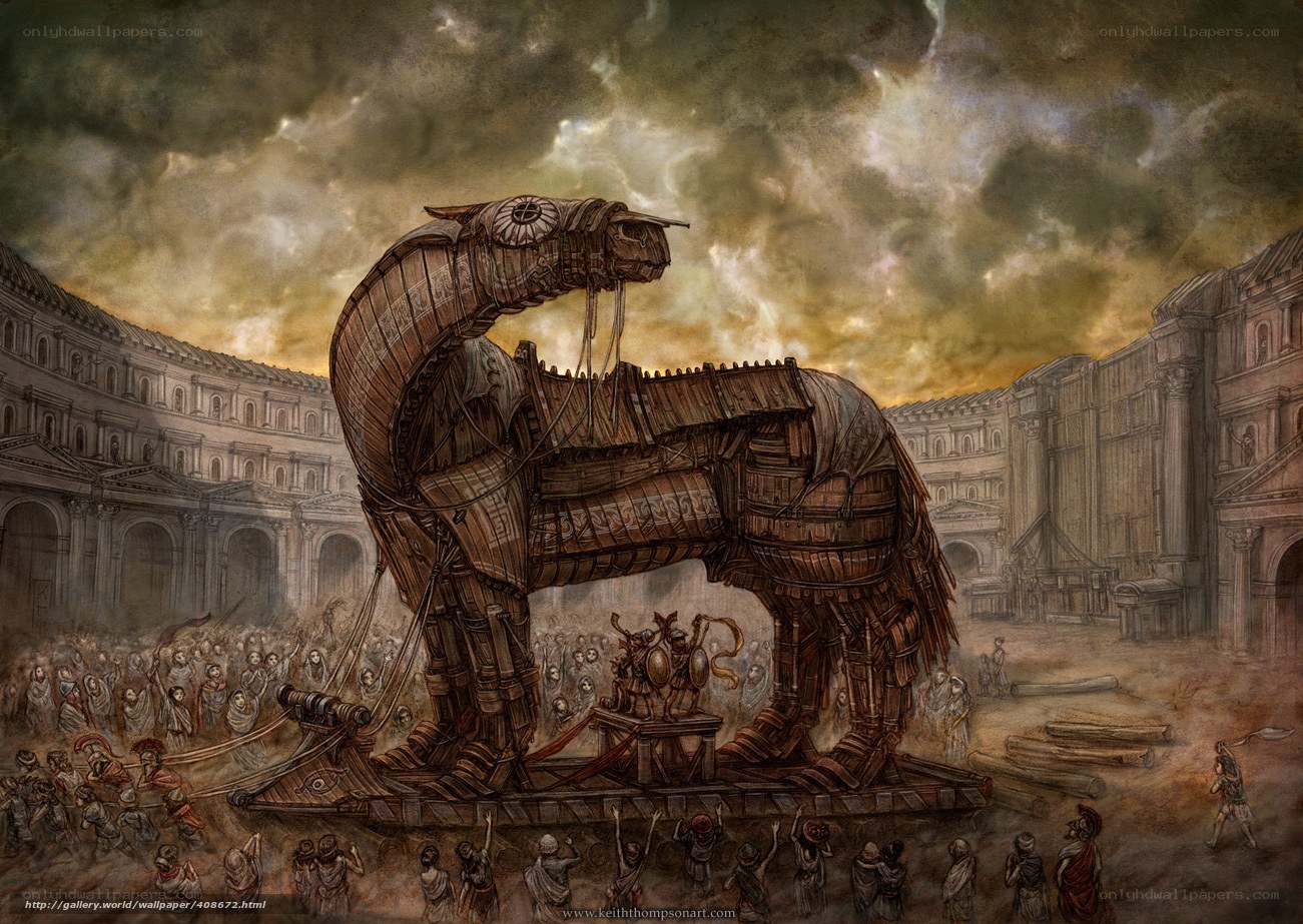 Trojan Horse in ancient city
