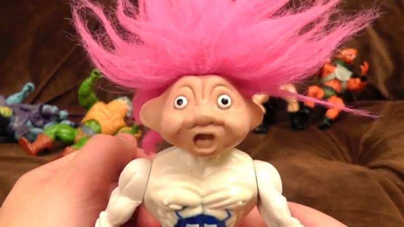 troll action figure with pink hair