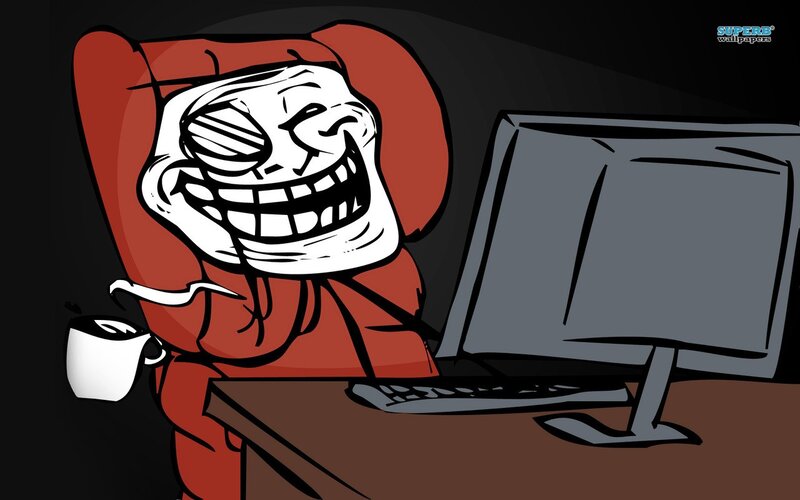 Troll Face Character — Red, Dark, Night, Comic, Computer, Coffee Cup