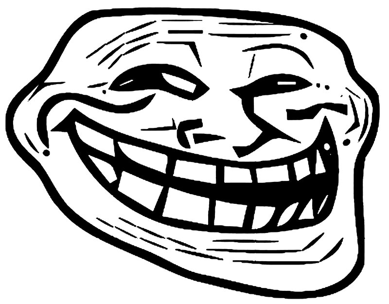 Troll Face Meme — Black, Silly, Illustration, Grin
