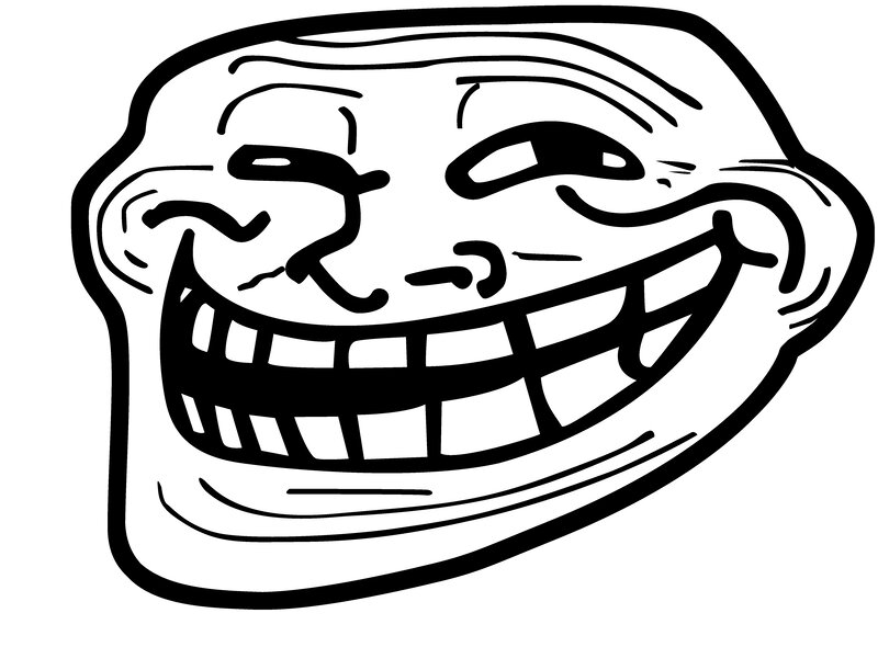 Troll Face Meme — Black, Smug
