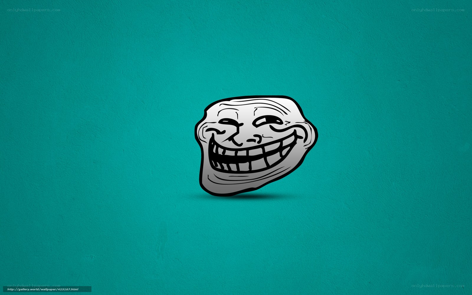 Troll Face on teal background