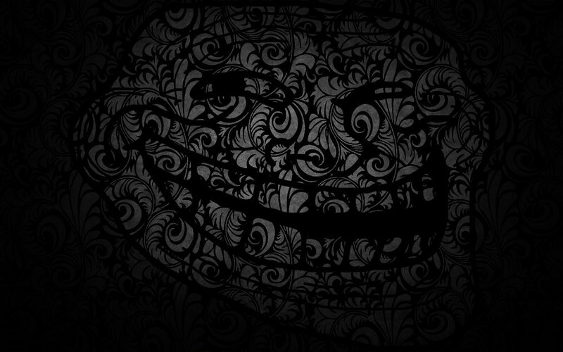 troll face with floral pattern