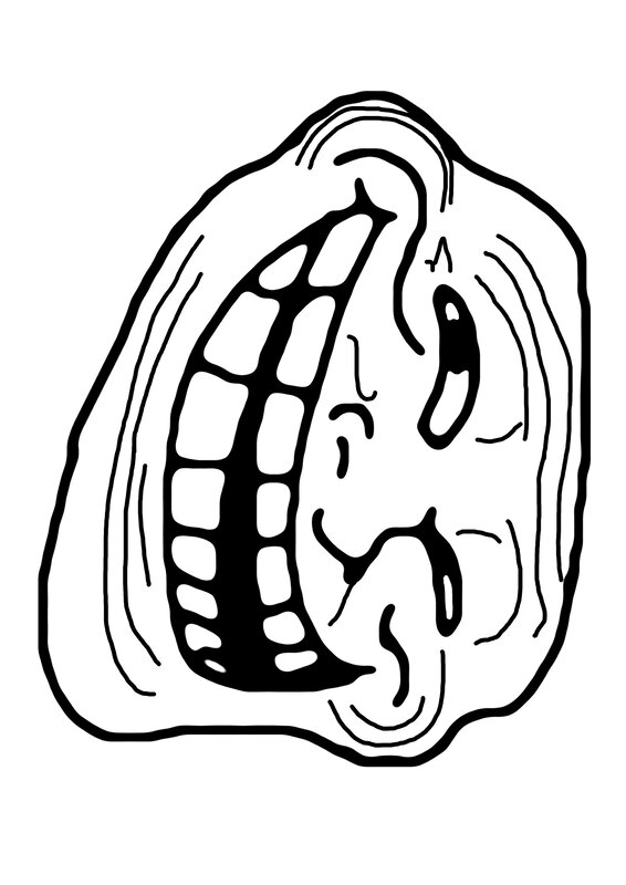 troll face with wide grin