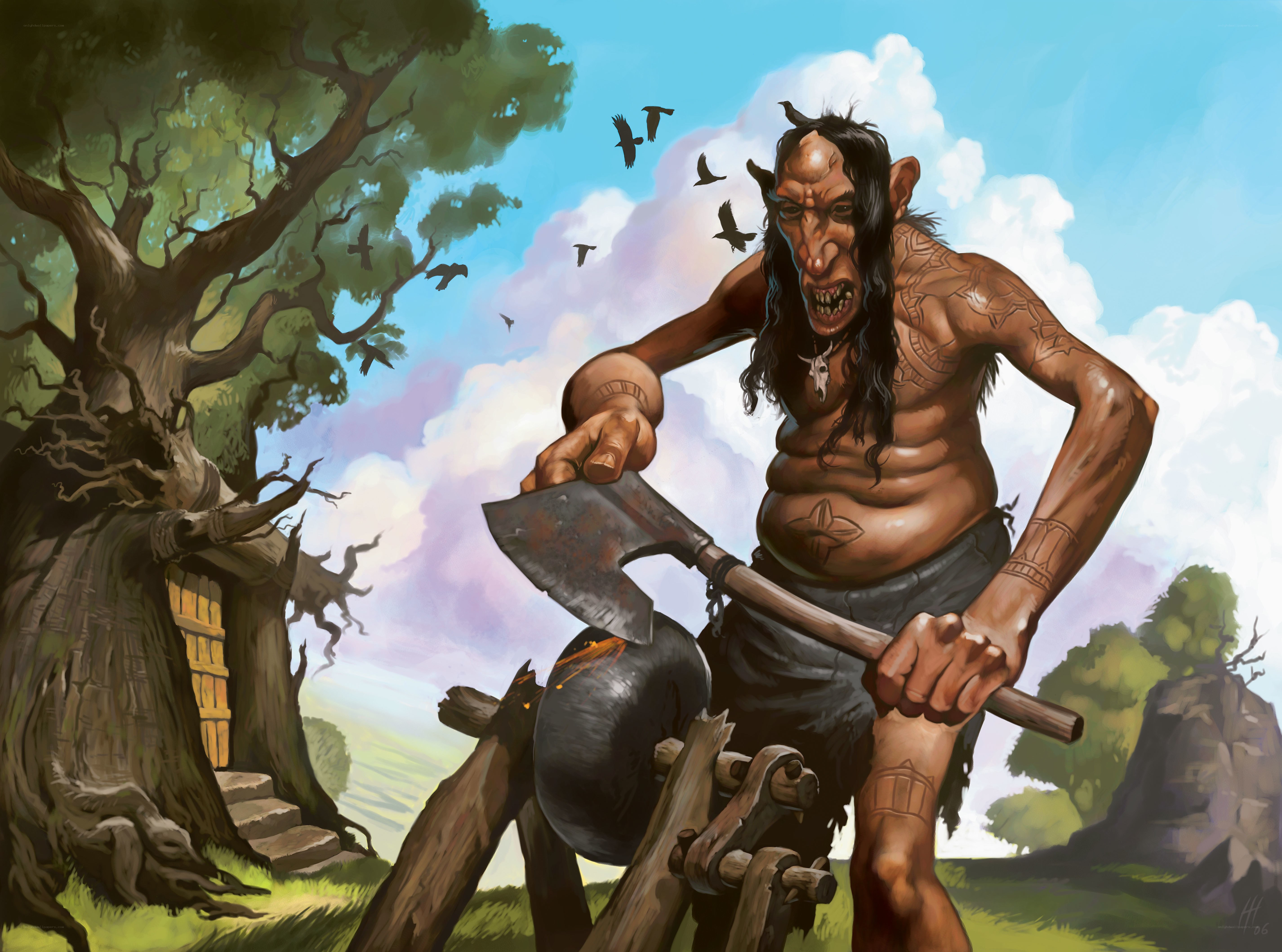 troll forging an axe
