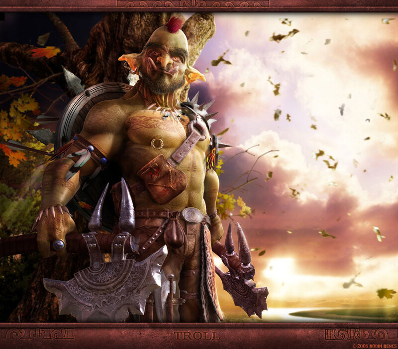 Troll warrior in autumn forest