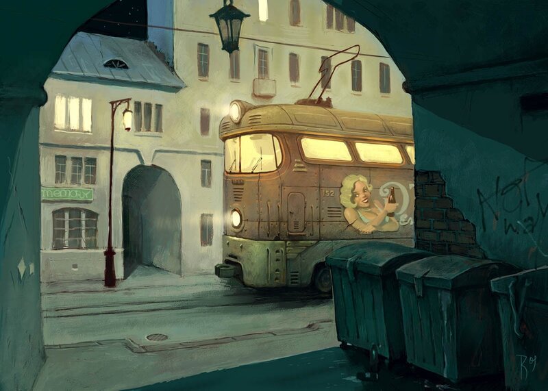 Trolley in a narrow alley