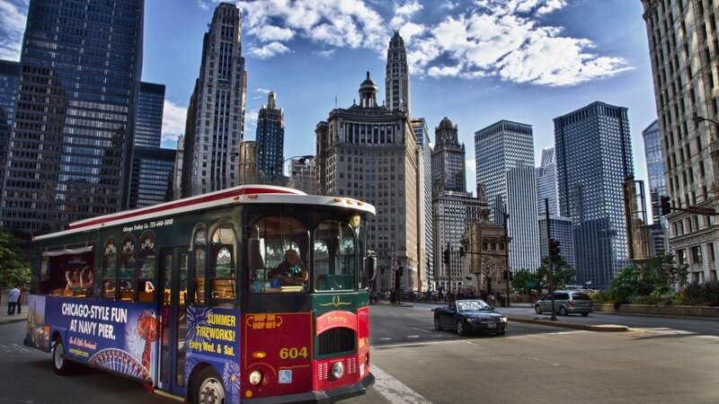 Trolley in City Street