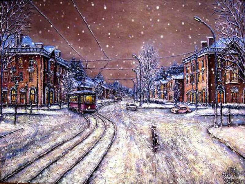Trolley in Snowy Street
