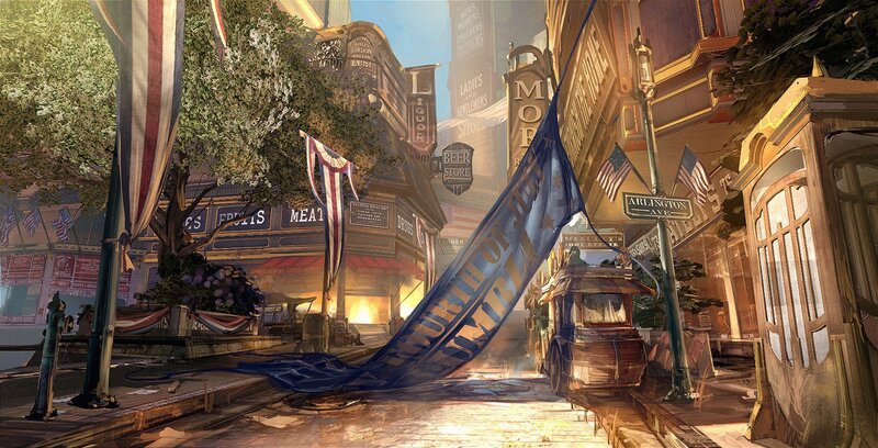 Trolley on City Street — Blue, Dramatic