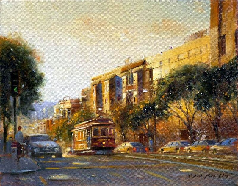 Trolley on City Street