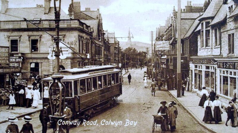 Trolley on Street — Sepia