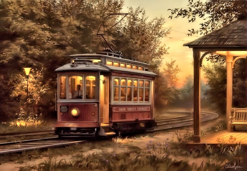 Trolley on Tracks — Brown