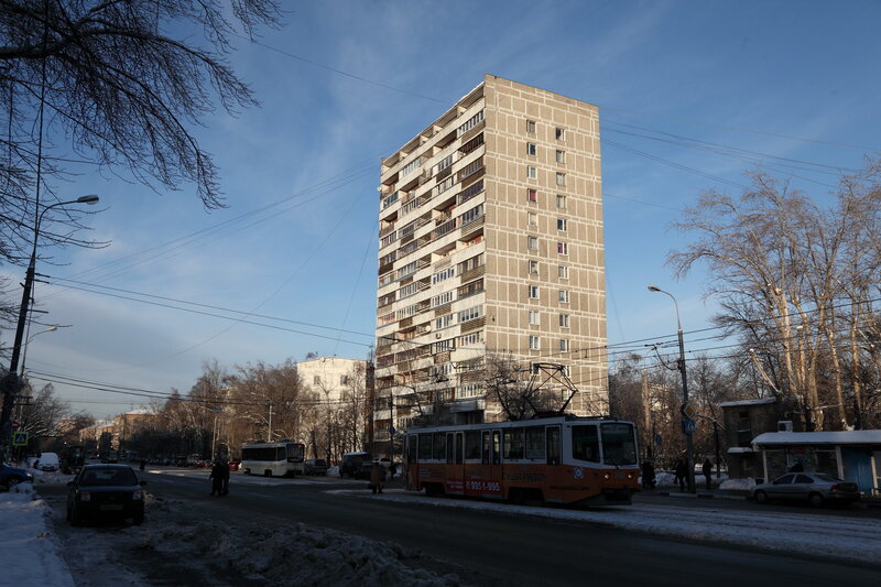 Trolleybus in winter city