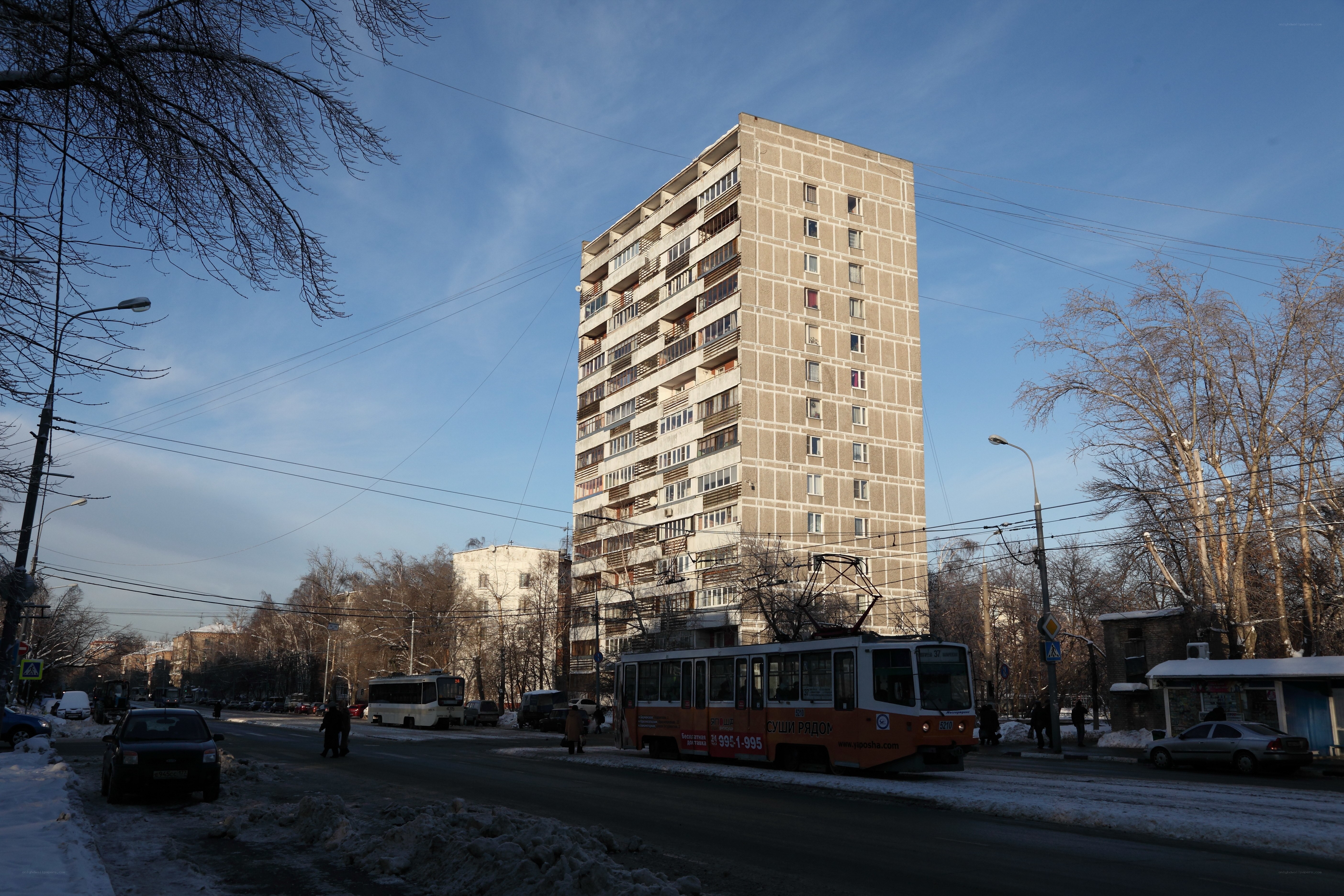 Trolleybus in winter city