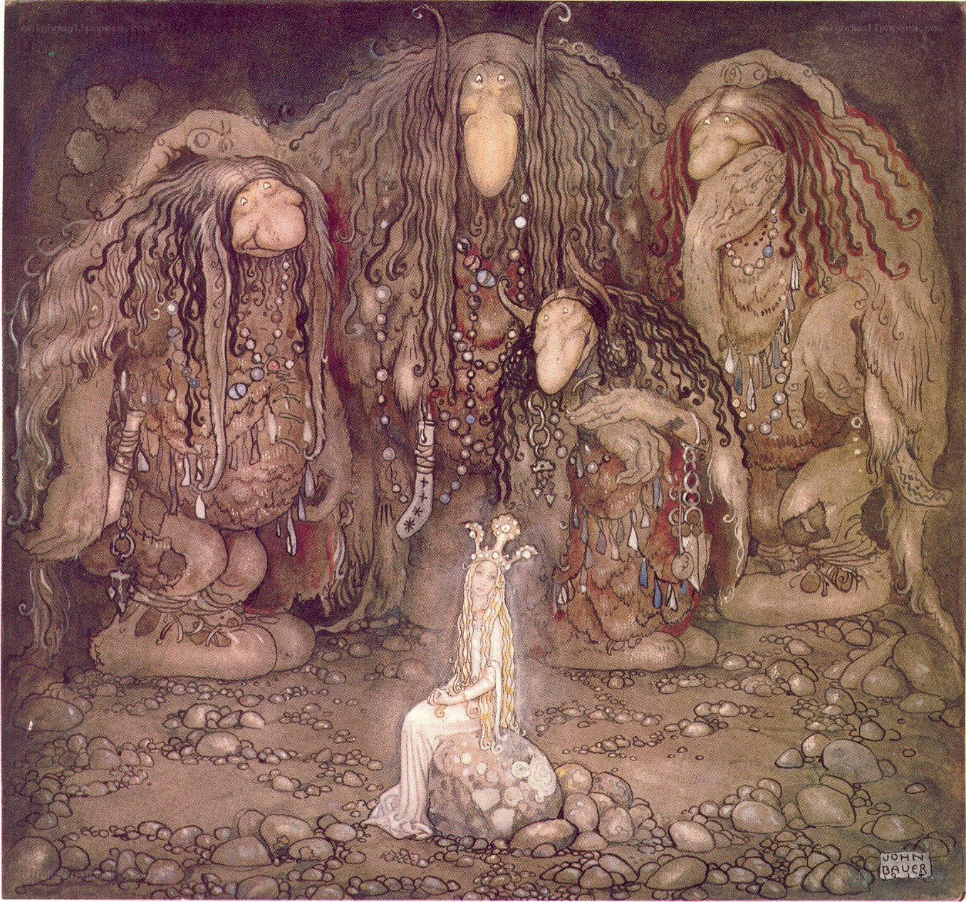 Trolls and a princess in cave