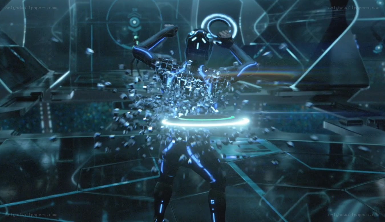 Tron character disintegrating
