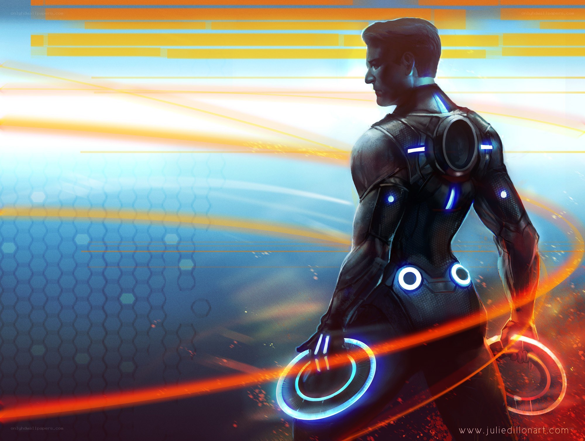 Tron character in digital world