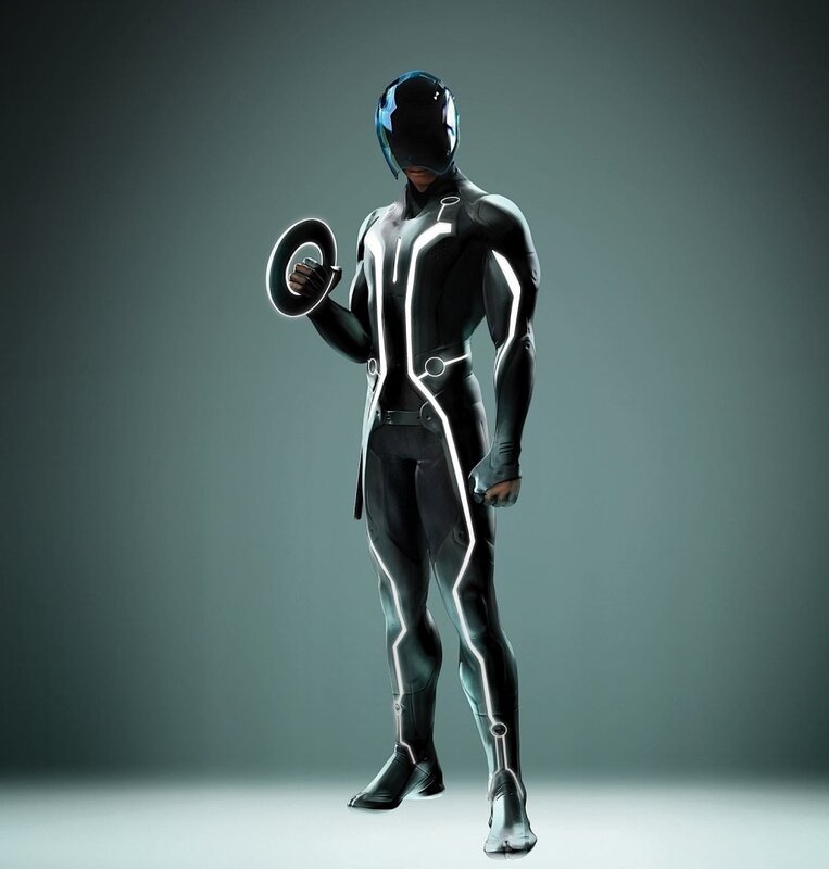 Tron character in futuristic suit