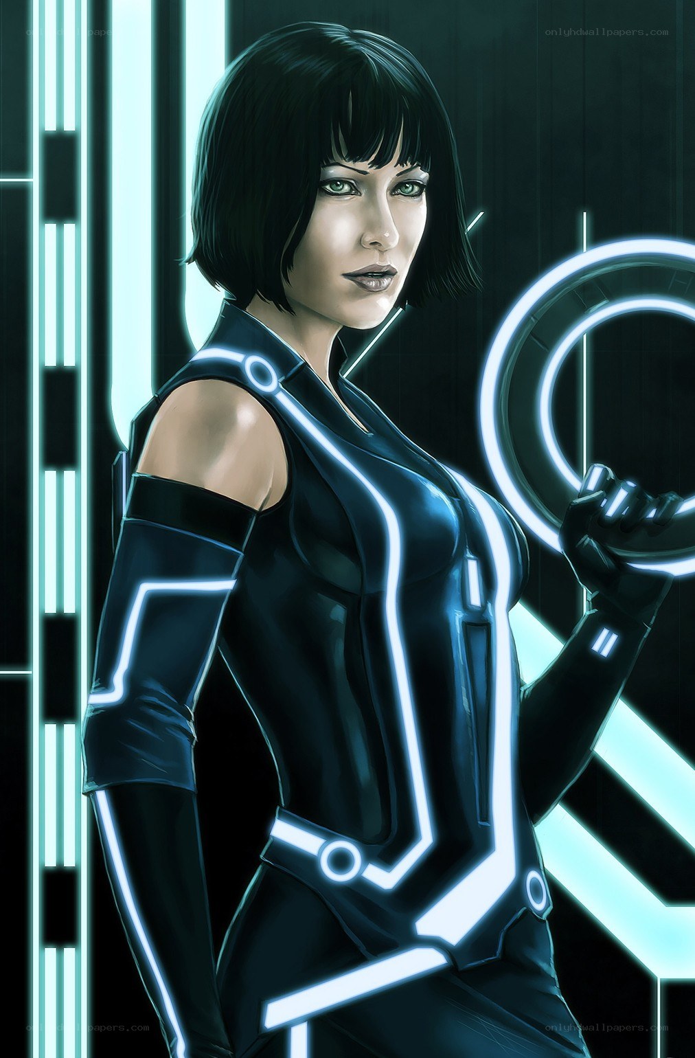 Tron character in glowing suit