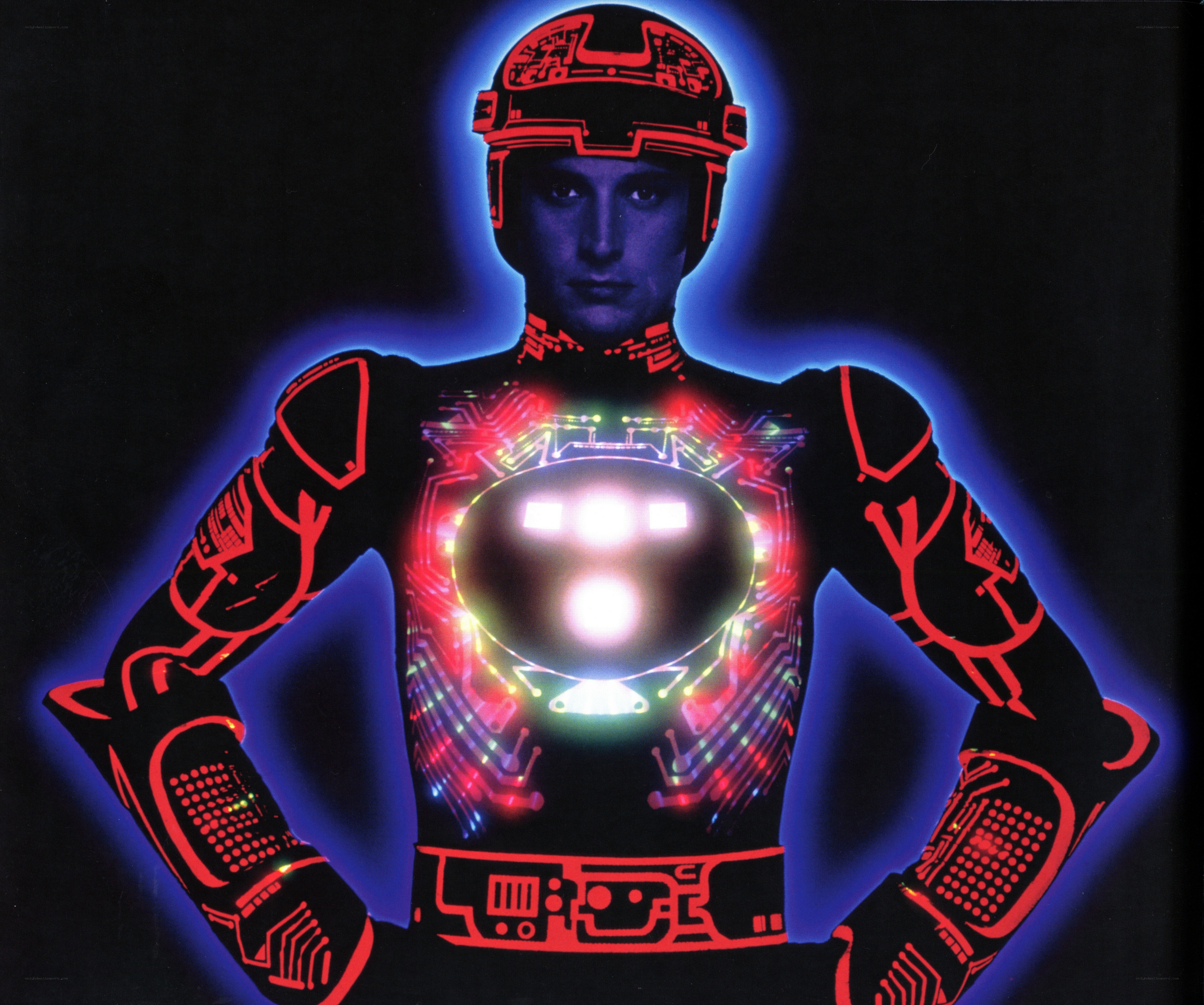Tron character in glowing suit