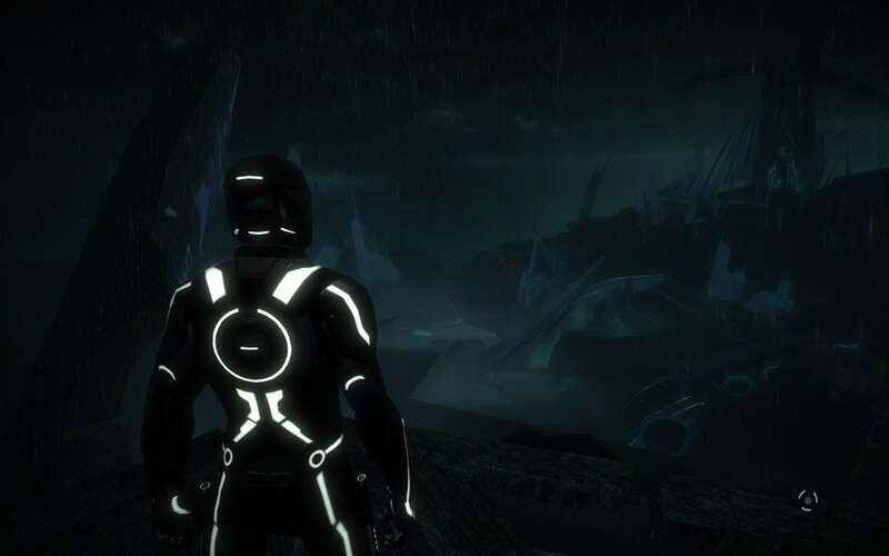 Tron character in rain