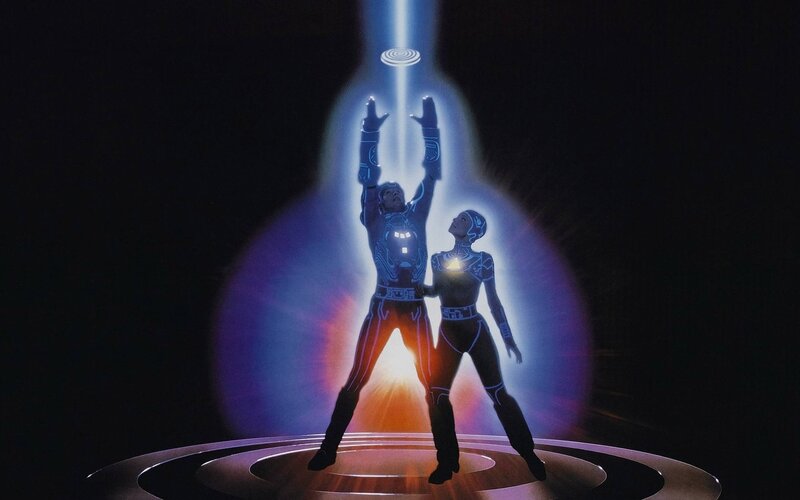 Tron characters in light beam