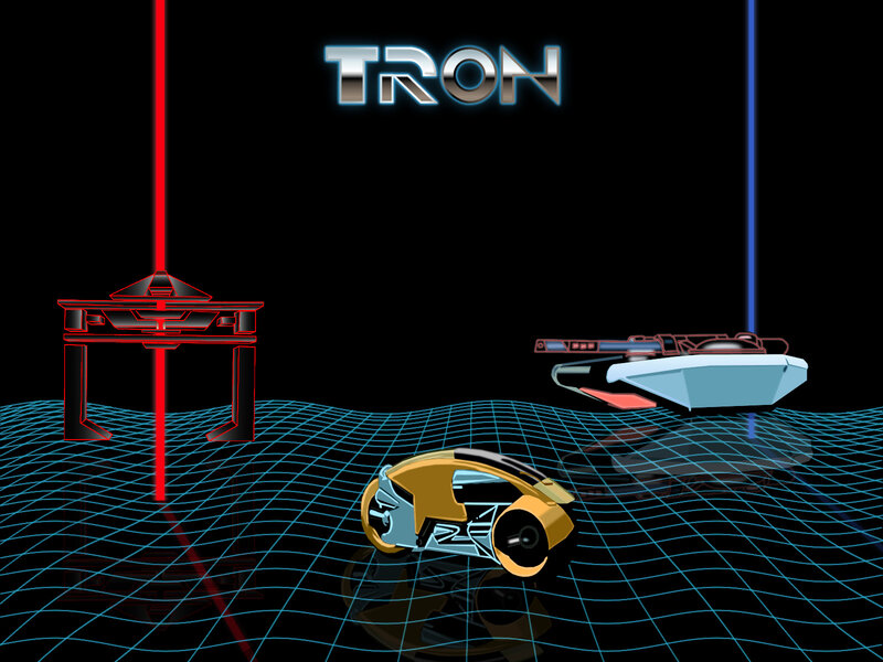 Tron digital grid scene