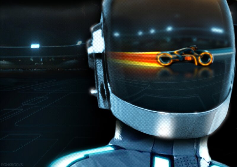 Tron helmet with light cycle