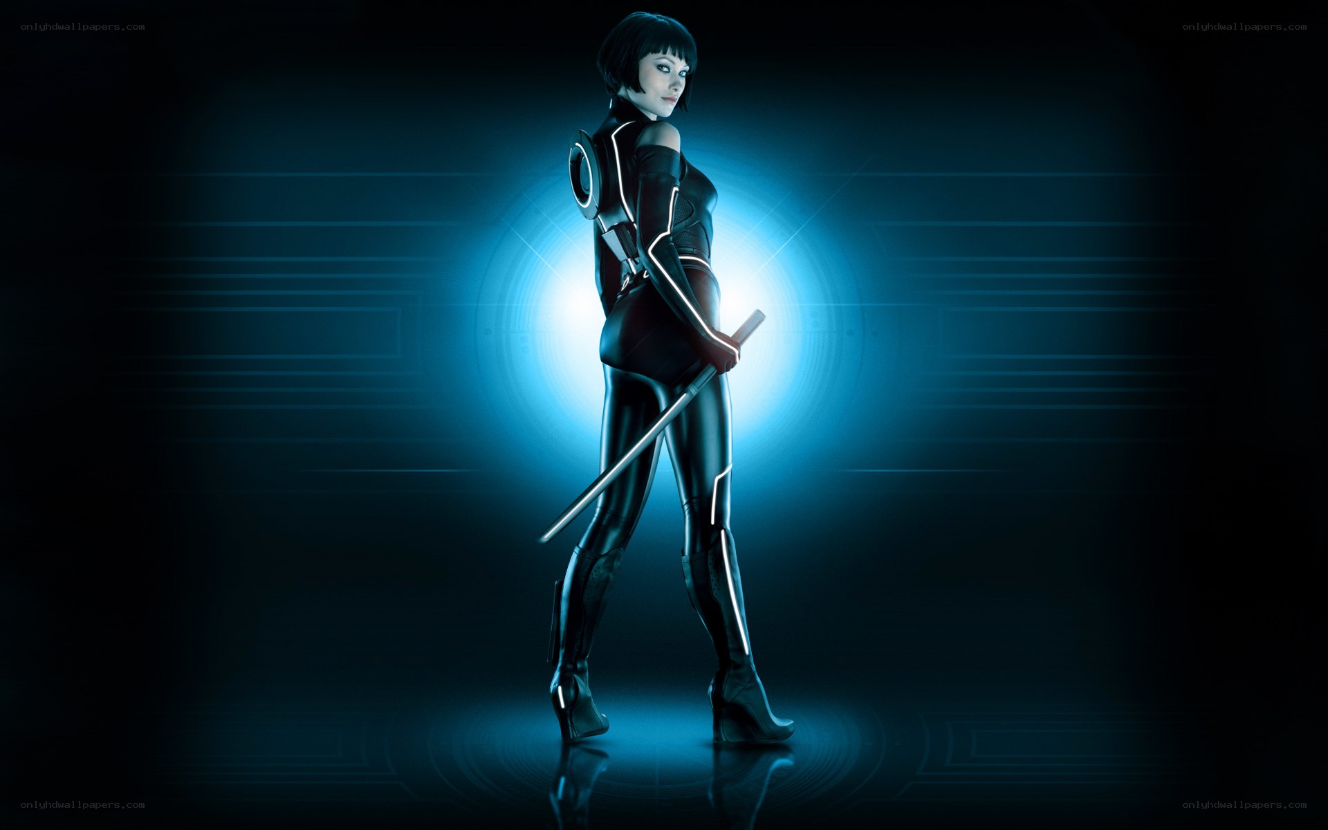 Tron: Legacy character in blue light