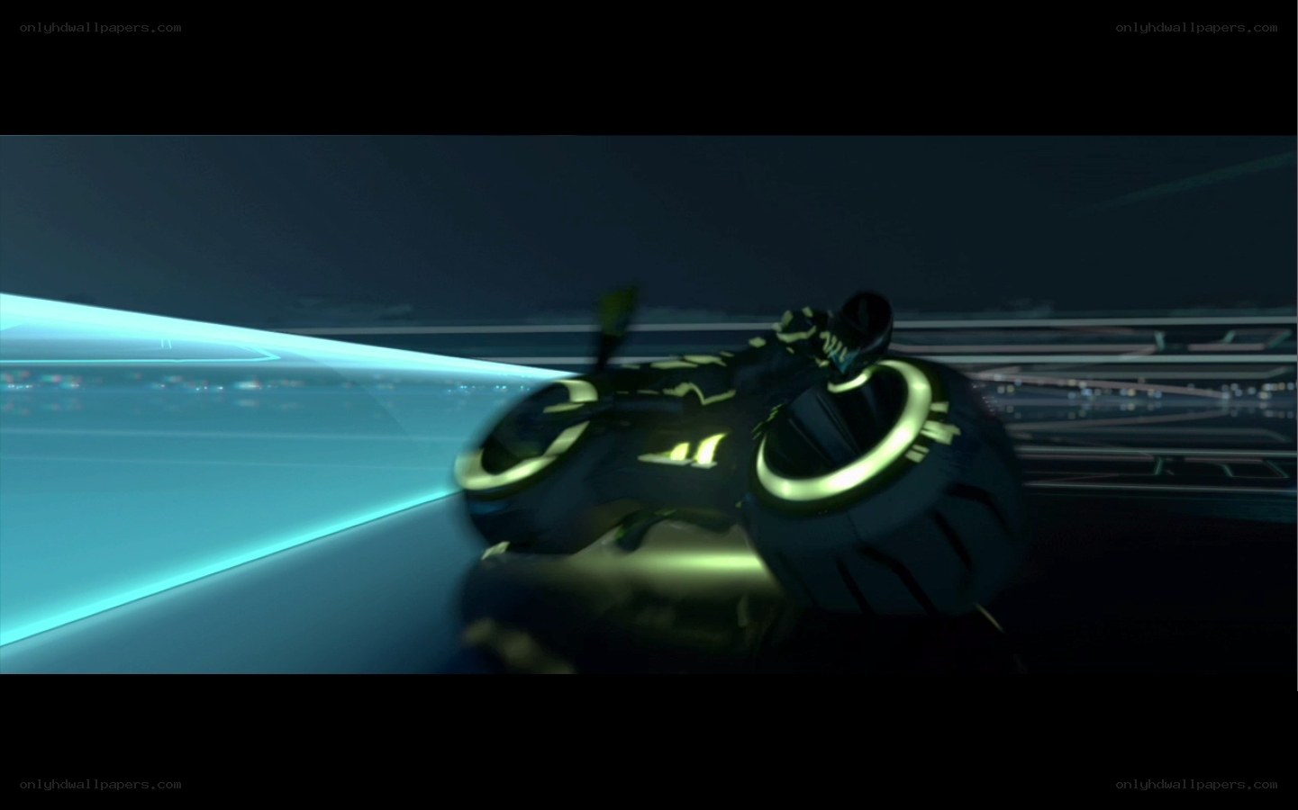 Tron light cycle in motion