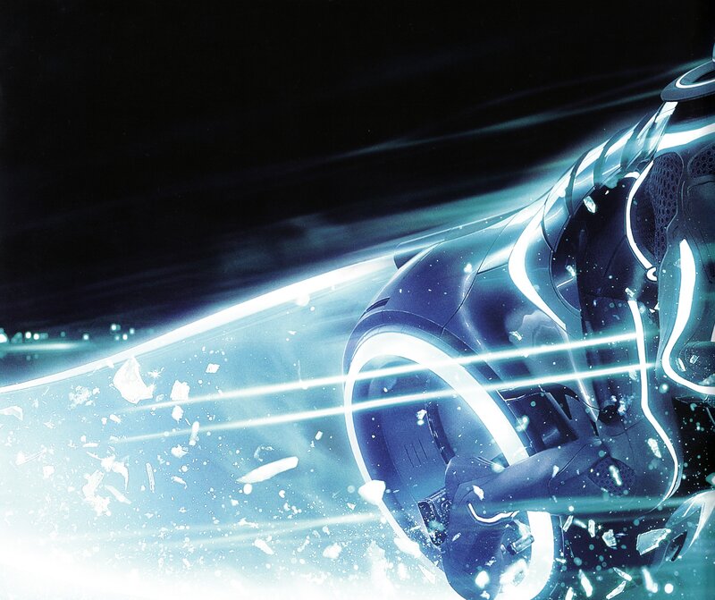 Tron light cycle in motion