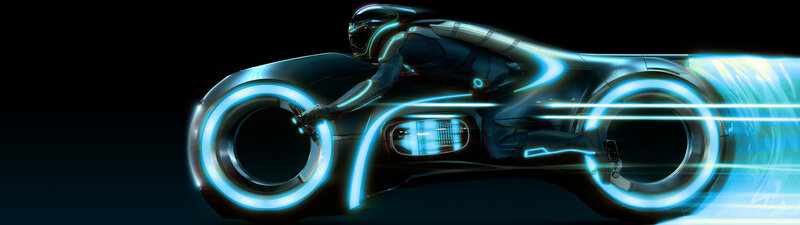 Tron light cycle in motion