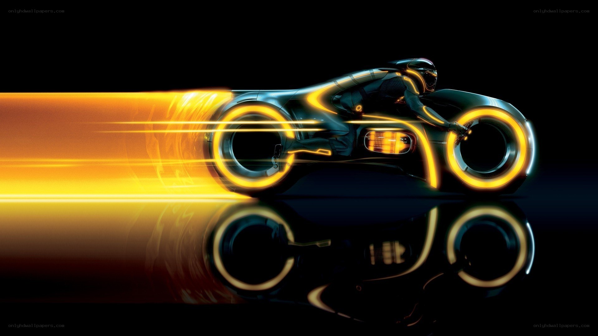 Tron light cycle in motion