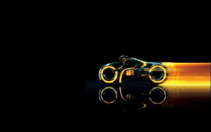 Tron light cycle in motion