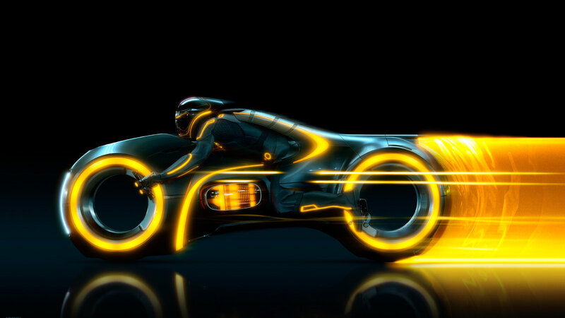 Tron light cycle in motion