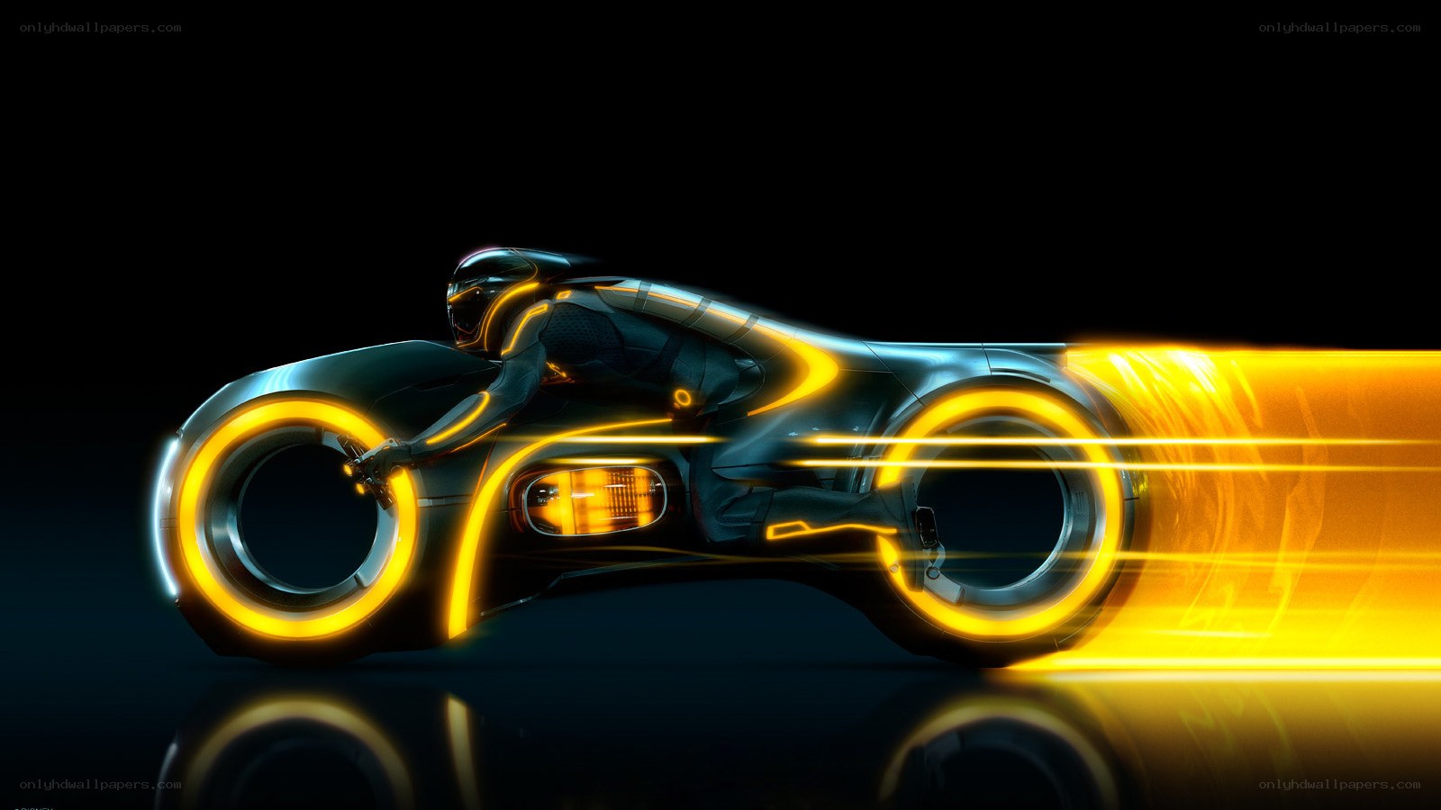 Tron light cycle in motion