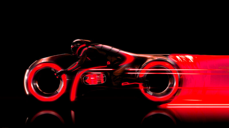 Tron light cycle in motion