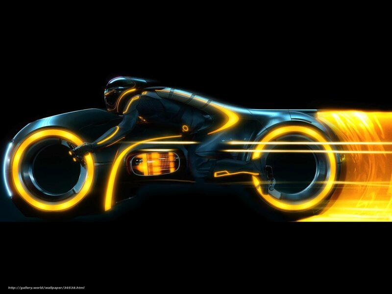 Tron light cycle in motion