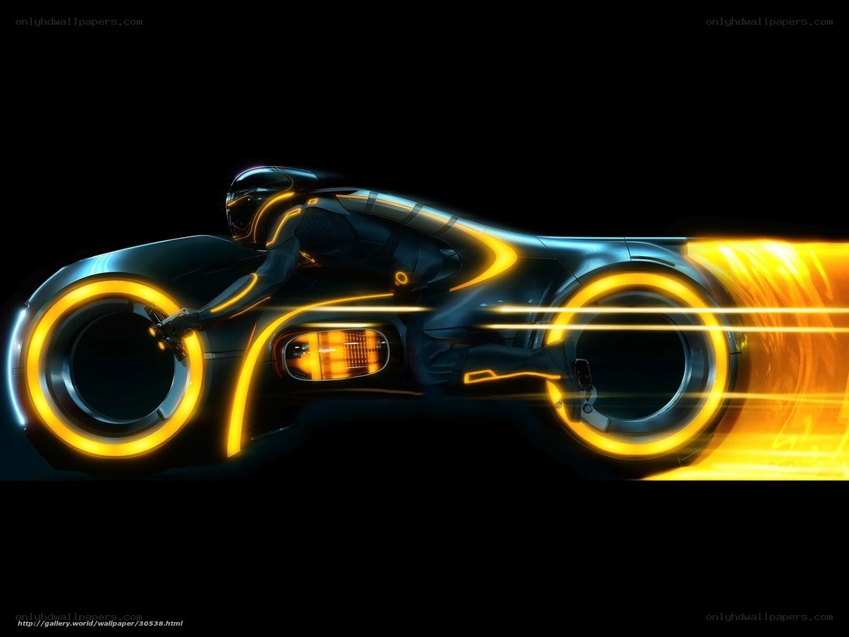 Tron light cycle in motion