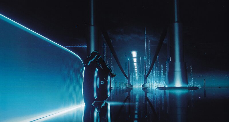 Tron light cycle scene