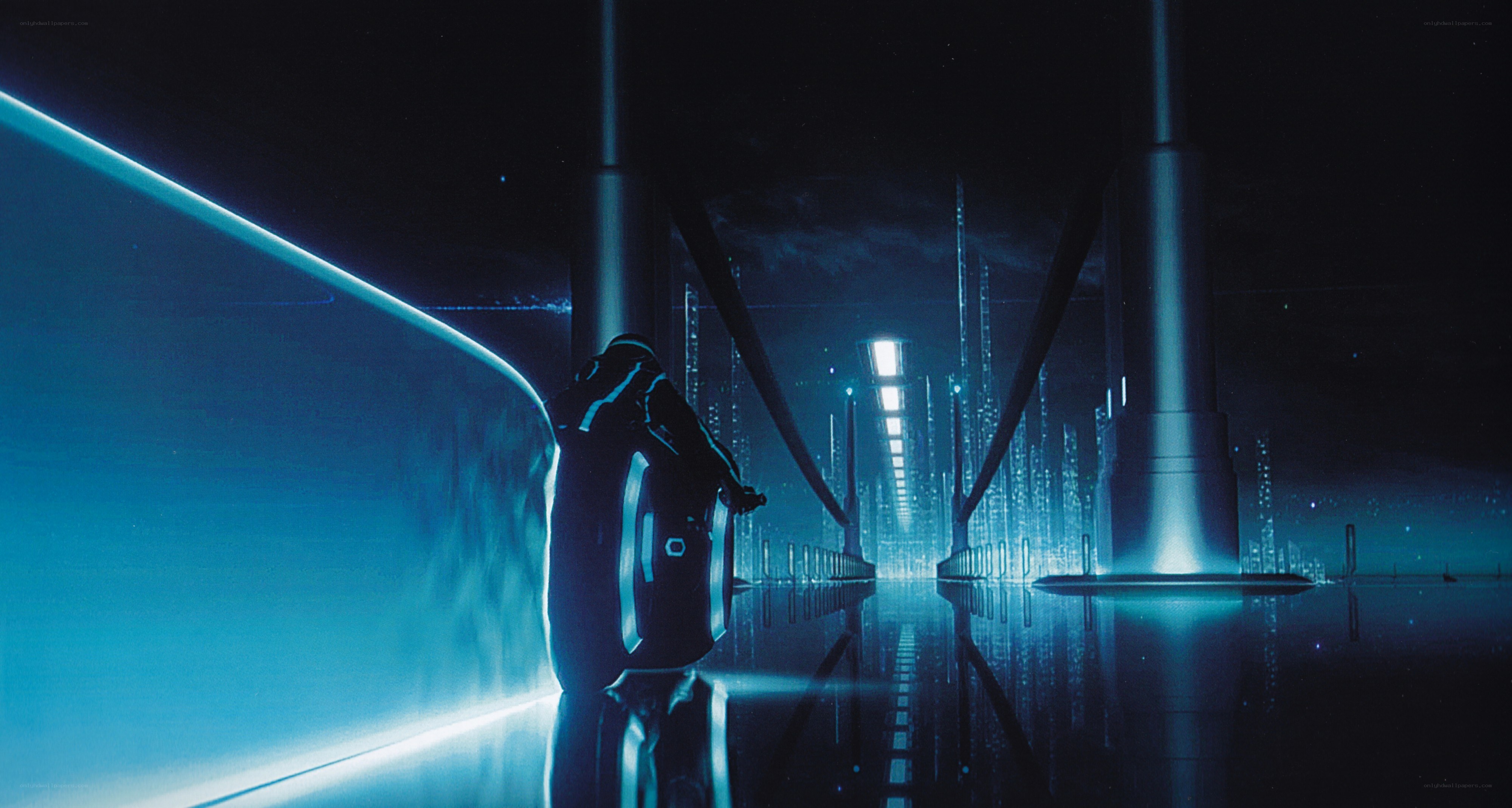 Tron light cycle scene