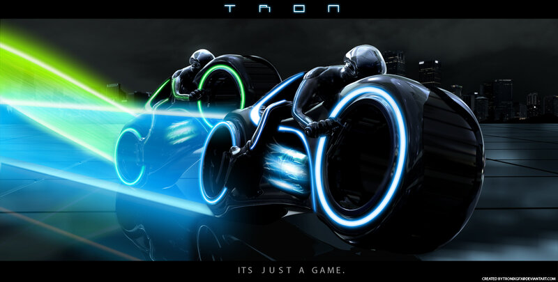 Tron light cycles in action